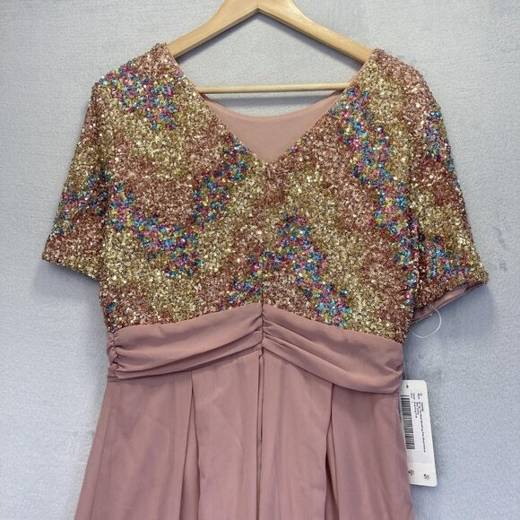 NWT Luxedo Sparkly Sequin Formal Gown Womens Large Pink HOCO Dress Taylor Swift - Picture 11 of 15